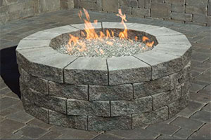 Outdoor Living Conklin Limestone, Outdoor Natural Gas Fire Pit Kits